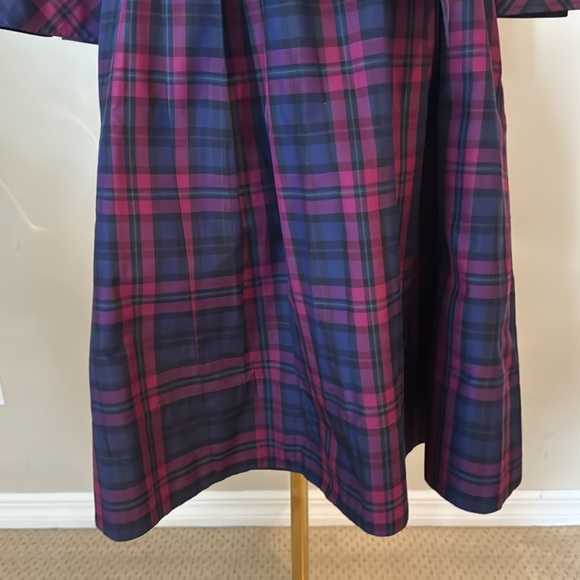 Talbots Petites Tartan Plaid Holiday Dress 8P Pink and Navy - Picture 4 of 7